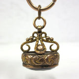 Antique 10k Gold Crown Shape Watch Fob Set with an 11 Carats Amethyst