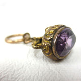 Antique 10k Gold Crown Shape Watch Fob Set with an 11 Carats Amethyst