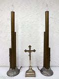 Antique Vintage Church Altar Lights Chandeliers, 29" Brass Gothic Candelabras