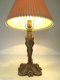 Antique Art Deco Cast Iron Table Lamp Light, Rewired & Working, Gold Patina, 20"