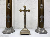 Antique Vintage Church Altar Lights Chandeliers, 29" Brass Gothic Candelabras