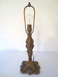 Antique Art Deco Cast Iron Table Lamp Light, Rewired & Working, Gold Patina, 20"