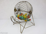 Big Bingo Cage, Mid Century Vintage Bingo Wheel, England, Wood Handle, 72 Balls