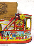 Vintage Chein Tin Litho Roller Coaster No. 275 Wind Up Toy With Box and 2 Cars