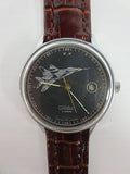 Jet Fighter Watch, Black Dial, 17 jewels Slava Pilot Watch, Red Crocodile Band