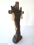 Antique Plaster Church Crucifix 24" Tall, Arma Christi, Weapons of Christ, Blood