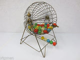 Big Bingo Cage, Mid Century Vintage Bingo Wheel, England, Wood Handle, 72 Balls