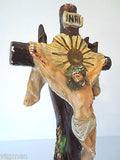 Antique Plaster Church Crucifix 24" Tall, Arma Christi, Weapons of Christ, Blood