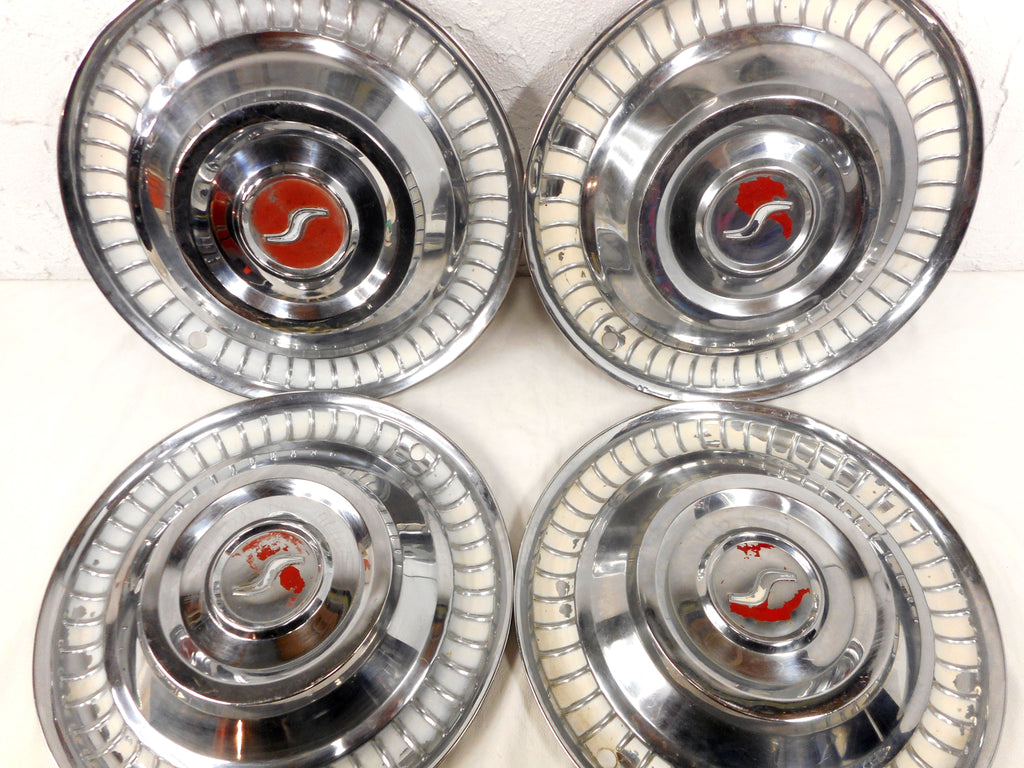 Vintage Studebaker 1950-1960 Hubcaps 15" Dog-Dish Wheel Covers SET OF 4