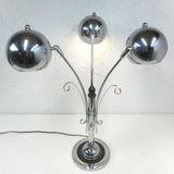 Mid Century Chrome Lamp Flower 28" Tall, Atomic Age, 3 Swiveling Chrome Spheres Eyeballs, Eames and Reggiani Style