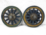 1930s Ford Model T Pair of Wood Spoke Wheels 17", Hub Caps, Flange, Brake Drum