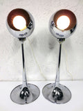 Vintage Lampadari Reggiani Chrome Floor Lamps Pair 2' Tall, Space Age Eyeballs K