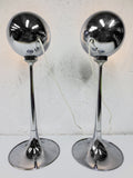 Vintage Lampadari Reggiani Chrome Floor Lamps Pair 2' Tall, Space Age Eyeballs K