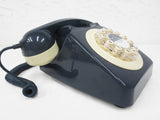 New Vintage Style Rotary Phone 746 by Wild & Wolf, Push Button Dial, Blue Grey, Complete with Box