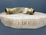 Vintage Fireman Firetruck Hose, Brass Couplers, 20" Dia Rolled, Man Cave, Loft