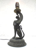 Antique 1880s Gargoyle Dragon Bronze Gas Light 18" Converted to Electricity RARE