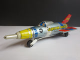 Jupiter Rocket Plane Tin Wind-Up Toy by Masuya, Japan, 9"