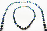 Genuine Lapis Lazuli & Malachite Necklace & Bracelet with 14k Gold Filled Beads