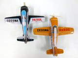 Two Vintage Cessna N453C Tin Toy Airplanes Air Patrol by K Koyo Kinzoku Japan