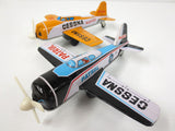 Two Vintage Cessna N453C Tin Toy Airplanes Air Patrol by K Koyo Kinzoku Japan