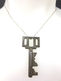 Original Antique Art Deco Jail Prison Skeleton Key 2", Solid Barrel, Double Bit