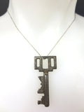 Original Antique Art Deco Jail Prison Skeleton Key 2", Solid Barrel, Double Bit