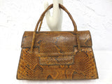 Vintage Genuine Python Snakeskin Purse Handbag, 3 Pockets, Handles