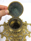 Antique Art Nouveau Bronze Inkwell, Ornate Double Handle Urn, Geschutzt