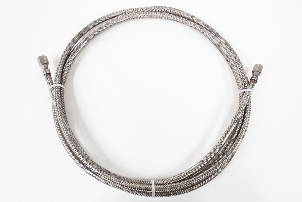 15' Feet Long 316L Grade 1/4" Stainless Steel Braided Hose by SSP, Female to Female