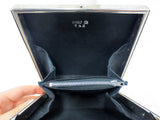 Vintage Triangular Rigid Handbag 12", Black & Chrome, Art Deco Style