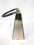 Vintage Triangular Rigid Handbag 12", Black & Chrome, Art Deco Style