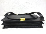 Vintage Police Shoulder Leather Bag 11 X 9", 4 Pockets, Black Police Purse