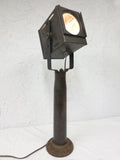 Industrial Brass Shell Light Lamp 27" WWI 1912 with 500W Movie Theater Spotlight