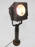 Industrial Brass Shell Light Lamp 27" WWI 1912 with 500W Movie Theater Spotlight