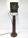 Industrial Brass Shell Light Lamp 27" WWI 1912 with 500W Movie Theater Spotlight