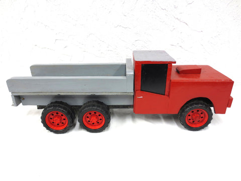 26" Long Vintage Service Truck with Air Intake on Hood, Folk Art Toy, Red