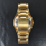 Seiko Chronograph Watch Large 44mm Case 10bar Model 7T92 3 Subdials Gold Tone