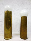 Pair of Brass Trench Art Lamps 11" and 14", Vintage 1944-1955 Brass Shells