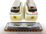 3 Vintage Hohner Marine Band Diatonic Harmonicas A440, A C G Keys, Boxes