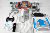 Lot Nintendo Wii Console w/ Manual 11 Games 2 Remotes 2 Nunchuck 2 Steering Wheels, Konami Mat