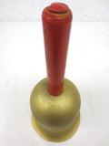 Antique 1926 School Bell 10" Tall, Red Wood Handle, Large 5" Diameter Base