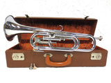 Vintage Ludwig Germany Trumpet Bugle in G, 2 Valves, 2 Water Keys, Case and Keys