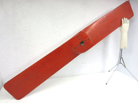 Antique WWI Airplane Wood Propeller 5' 8" Tall, Original Red, ROTATES ON WALL