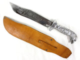 Vintage Eagle Head Mexican Bowie Knife 12" Soy Puro Mexicana, Leather Sheath