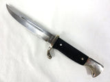 Vintage Knife 9" Ruko Solingen Germany, Fleur de Lys, Black Textured Handle