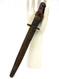 Antique 1907 Wilkinson Bayonet 14", Leather Scabbard with Chape, 5 and 18 Marks