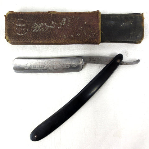 Vintage Silber Stahl Solingen Straight Razor 9" Germany, Arrows, Box