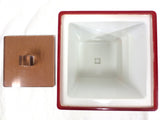 Vintage Mid Century Dunhill Ice Bucket, Translucent Red & Amber Lucite, Tobacco