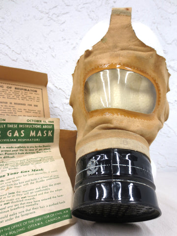 WWII 1942 Civilian Gas Mask Respirator, Instructions and Original Box, Dominion