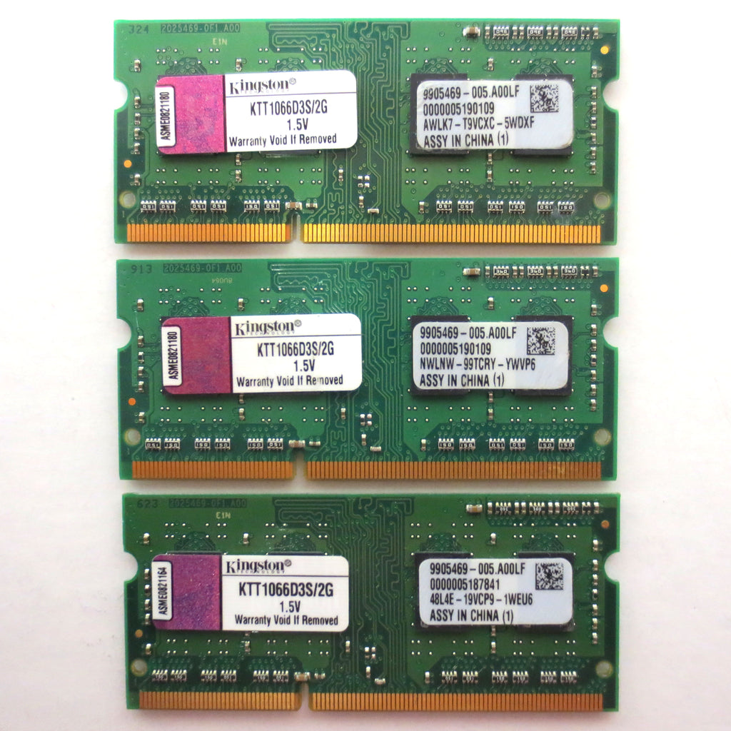 New Kingston 6GB 3x2GB RAM for Toshiba KTT1066D3S/2G DDR3 1066MHz PC3-8500 SODIM